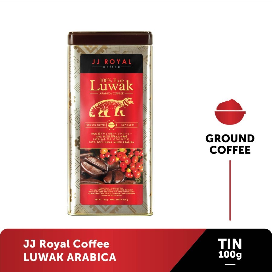 

JJ Royal Coffee 100% Pure Luwak Arabica Ground Tin 100gr