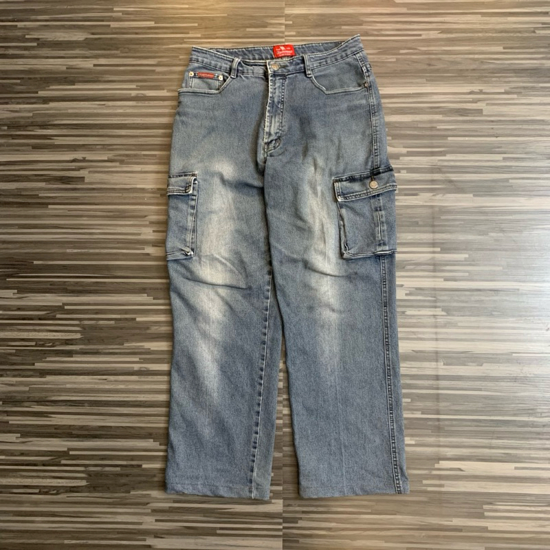 celana panjang denim washed jeans cargo dermson second original preloved