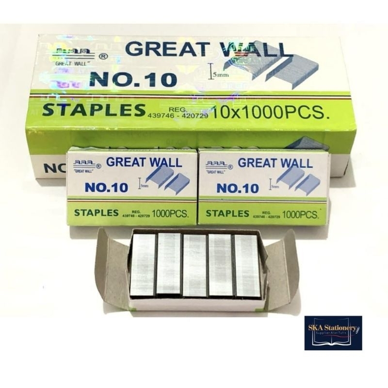 

SATU PACK (10 BOX KECIL) Isi Staples Kecil No. 10 Great Wall