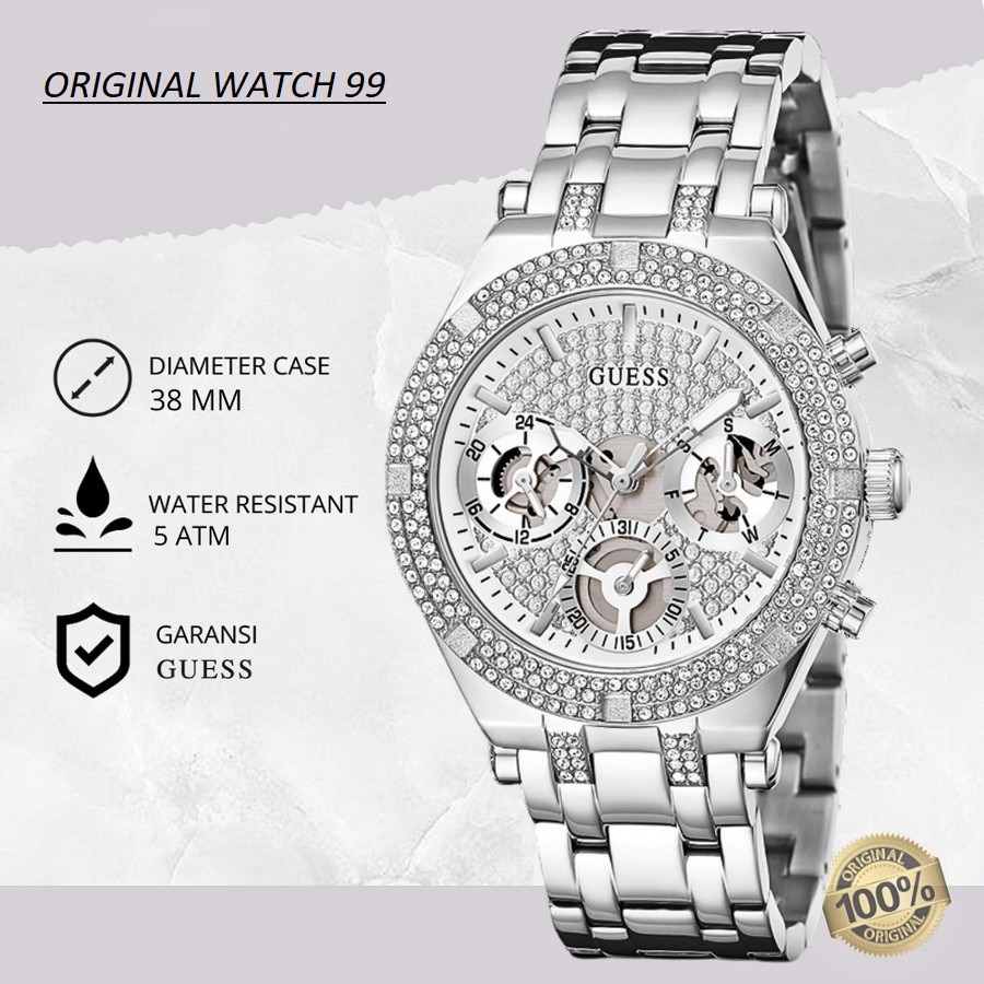 100% ORIGINAL Jam Tangan Wanita Guess GW0440L1 Jam Tangan Original - Stainless Steel & Rantai