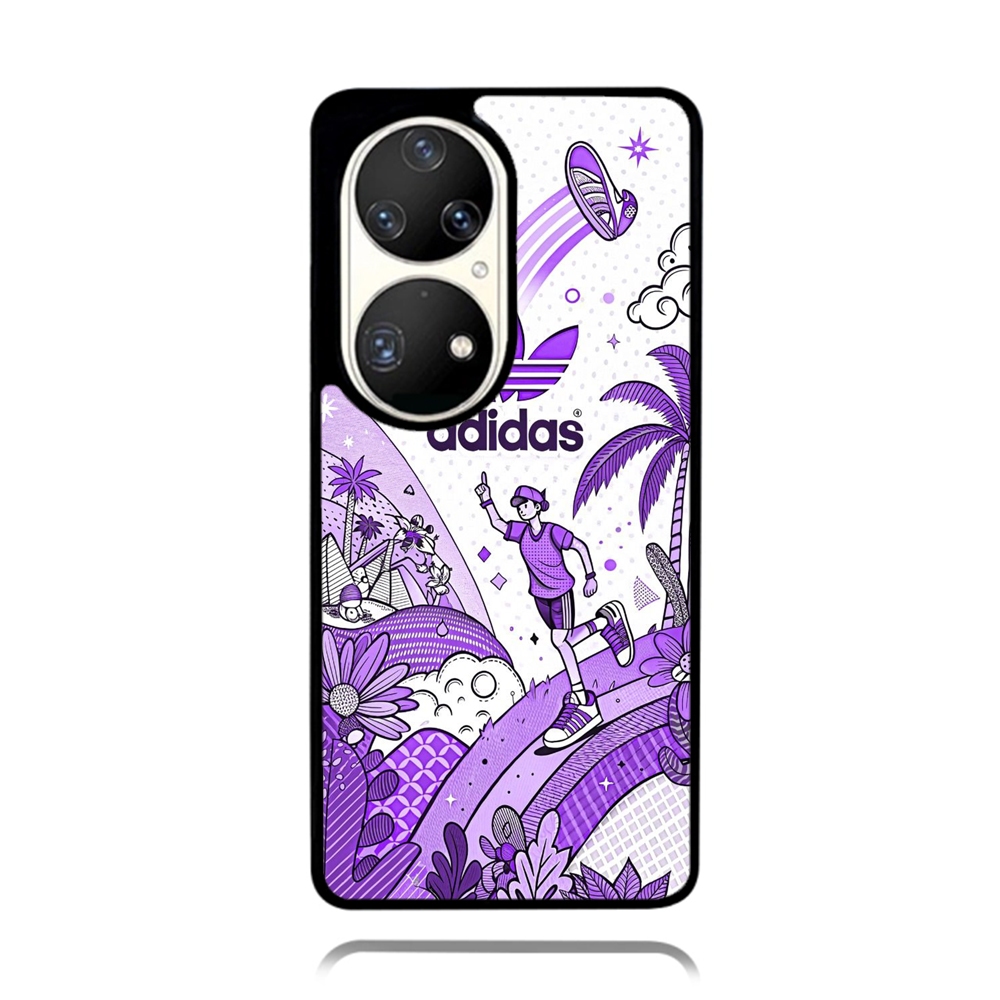Case Phone Huawei P50 P40 P30 P20 PRO TPU Rubber Custom Softcase Adidas purple