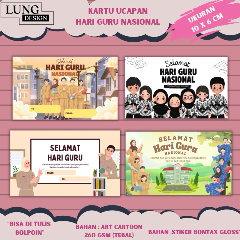 Stiker Hari guru/ Kartu Ucapan Hari Guru /Greeting Card TEACHER'S DAY /Greeting Card Teacher's Day A