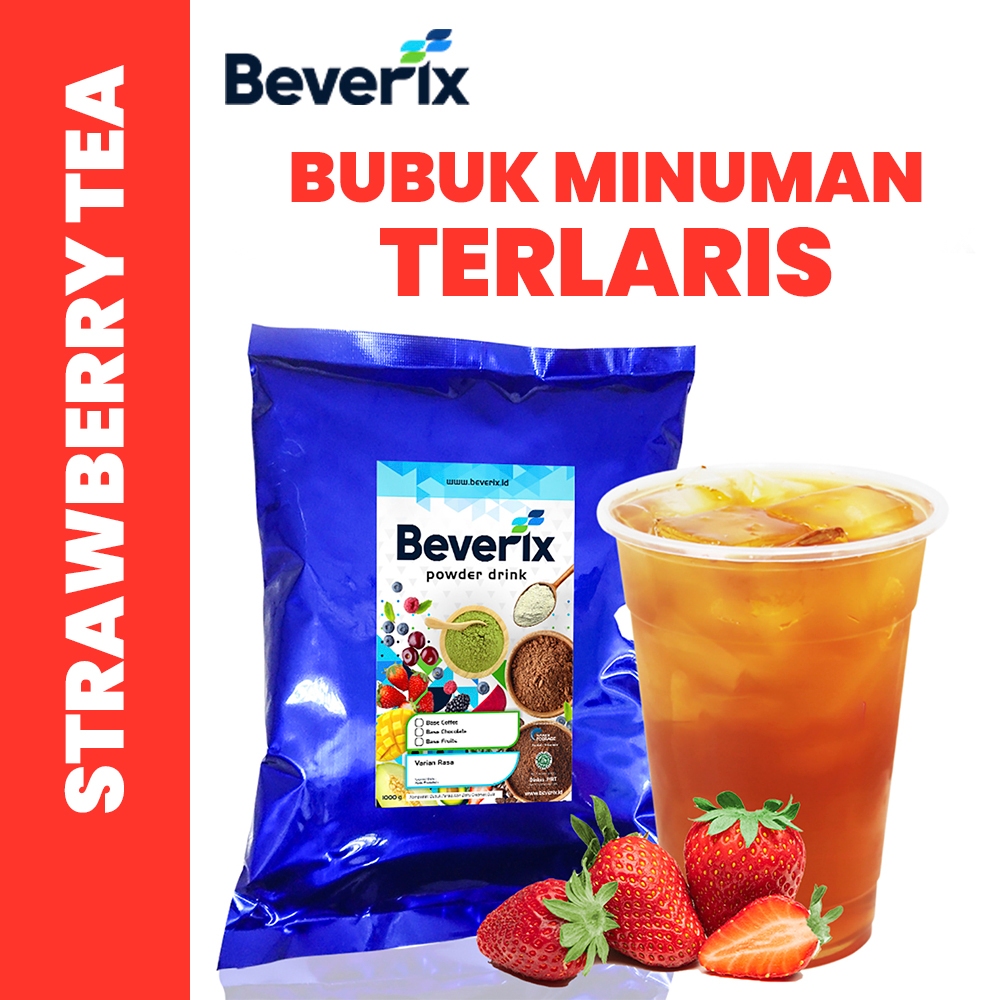 

BEVERIX Bubuk Minuman Teh Stroberi Strawberry Tea Premium 1 Kg Bubuk Fruit Tea Aneka Rasa