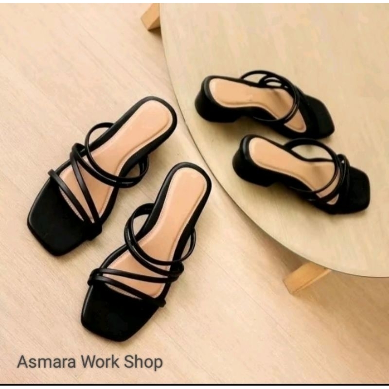 SANDAL WANITA BIG SIZE 37-45 Sandal Wanita tali selempang Hak tahu heels 3cm