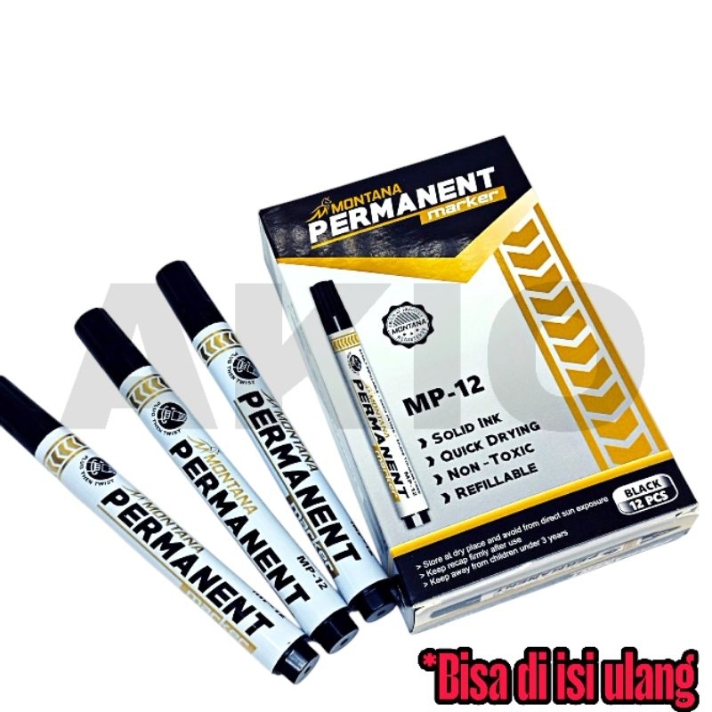 

Spidol Permanen MONTANA MP-12 Hitam Besar Round Tip Quick Dry Anti Air Permanent Bisa di Isi Ulang Tidak Bisa Dihapus Refillable Marker