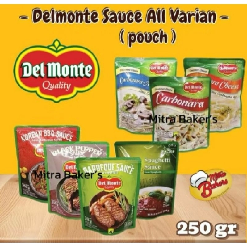 

DELMONTE POUCH 250 GRAM & 180 GRAM ALL VARIAN BRAND(BARBEQUE,BLACKPAPER,KOREAN BBQ,CARBONARA MUSHROOM,CARBONARA,CARBONARA CHEESE)