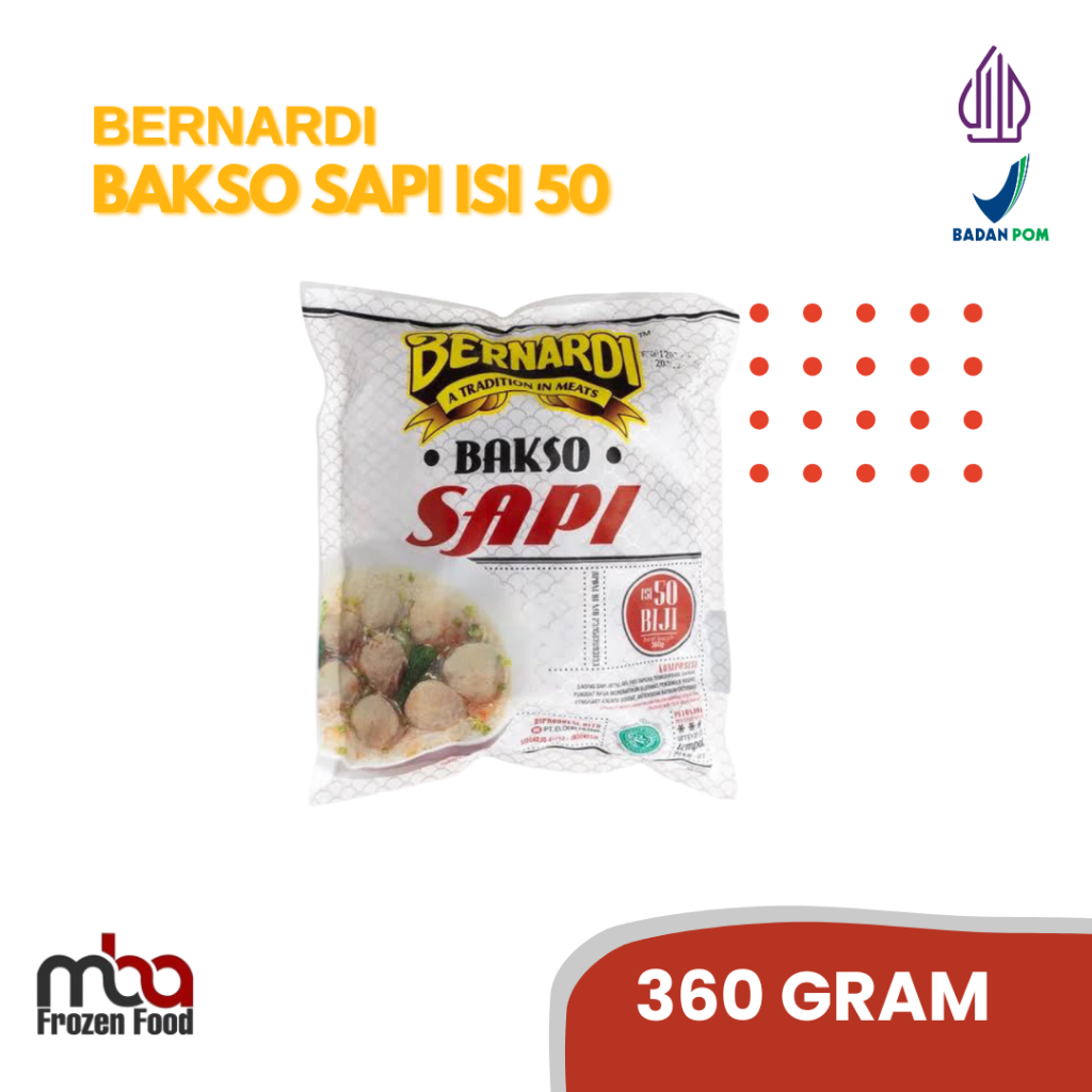 

Bernardi Baso / Bakso Sapi Kecil (isi 50 Butir) /Bakso /Baksosapi /Pentol /Dagingsapi /Daging /Baso /Frozenfood /Sapi /Meatball