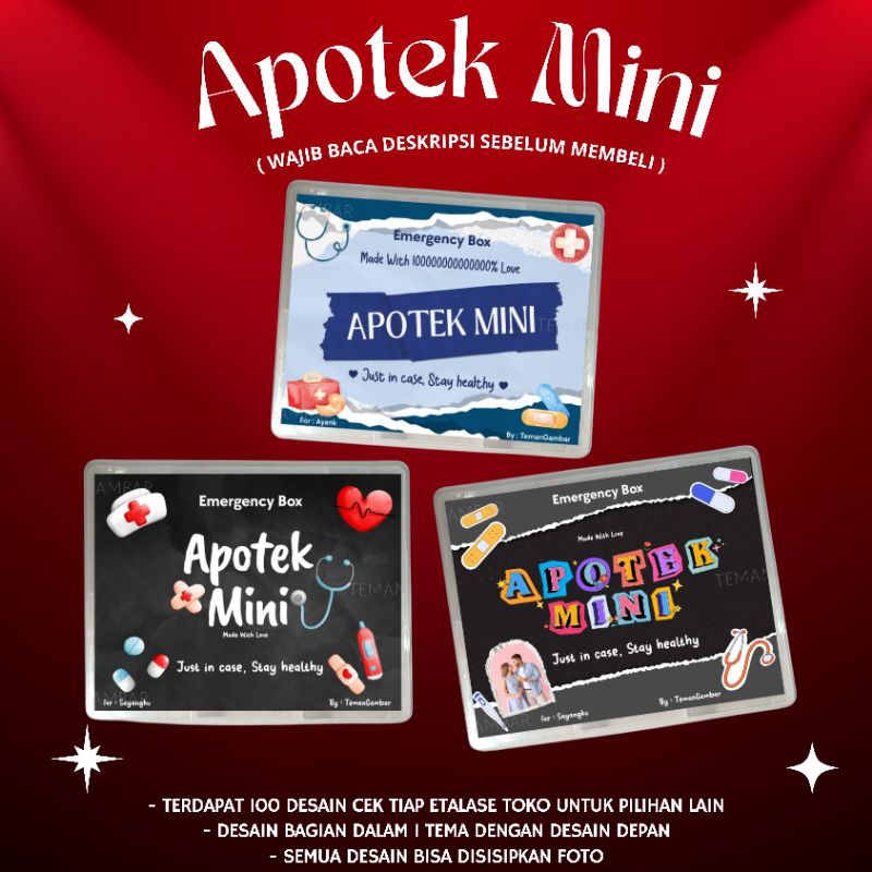 BOX + STICKER APOTEK MINI | Apotek Mini Gift | Hampers Obat-obatan | Apotek Mini Untuk pacar