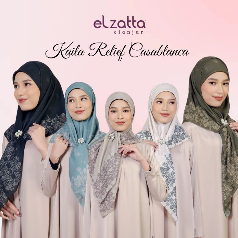 ELZATTA SEGI EMPAT KAILA RELIEF CASABLANCA BAHAN VOAL  MOTIF BUNGA  ELZATTA SCARF ELZATTA SEGI EMPAT