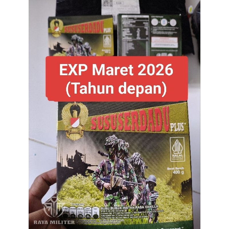 

Ransum, Susu Serdadu / Susu bubuk instan / susu jatah TNI, EXP TAHUN DEPAN (Maret 2026)