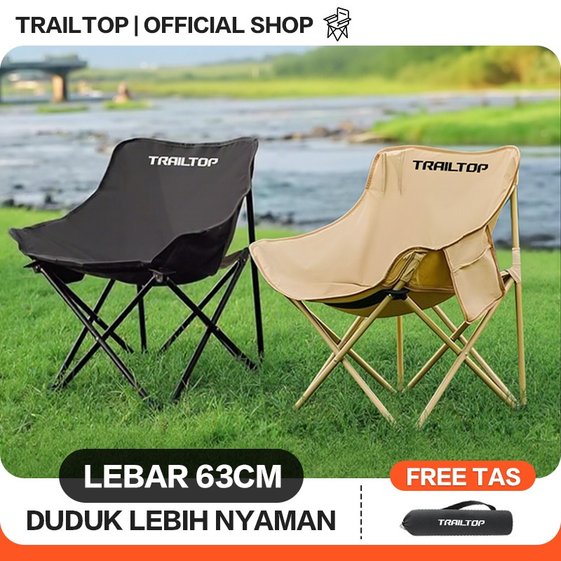 TrailTop Kursi Lipat Outdoor Kursi Camping Bulat Balutannya Lebih Kuat Dan Lebar 63cm