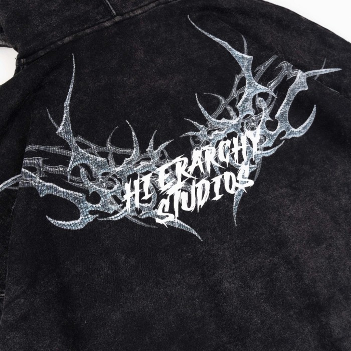 Hoodie - HIERARCHY STUDIOS - Washed Verglass Wide Oversized Zip