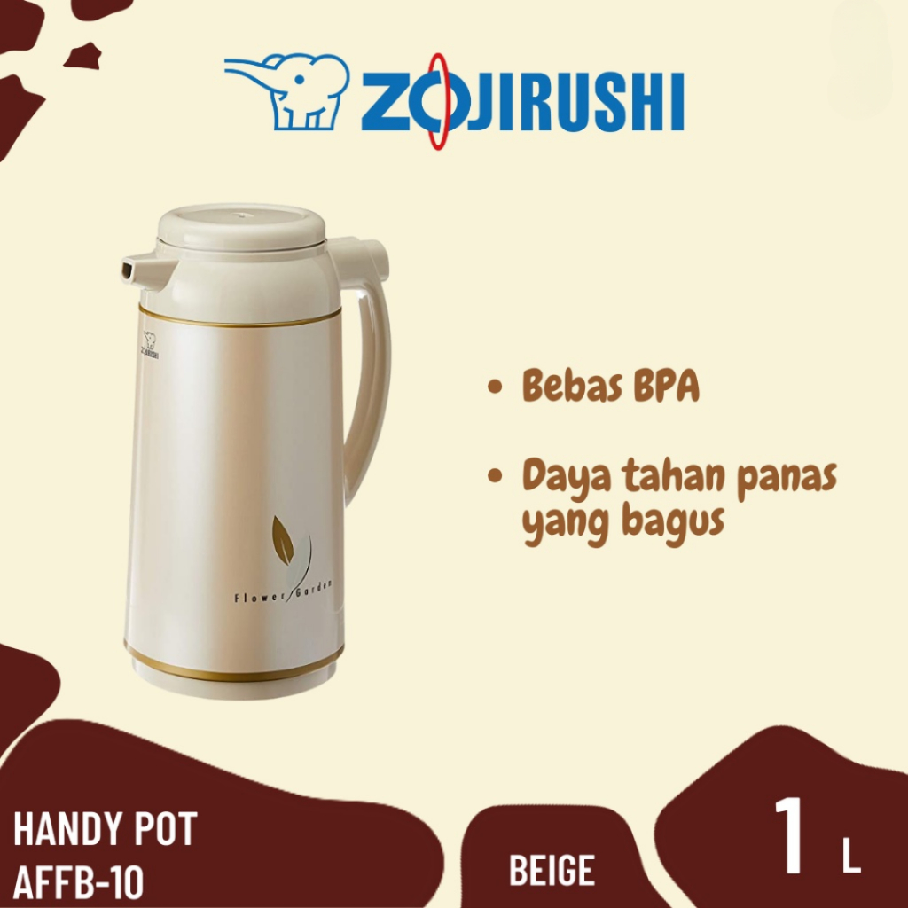 Zojirushi Handy Pot AFFB-10 Beige 1 Liter - Pot Termos Kaca