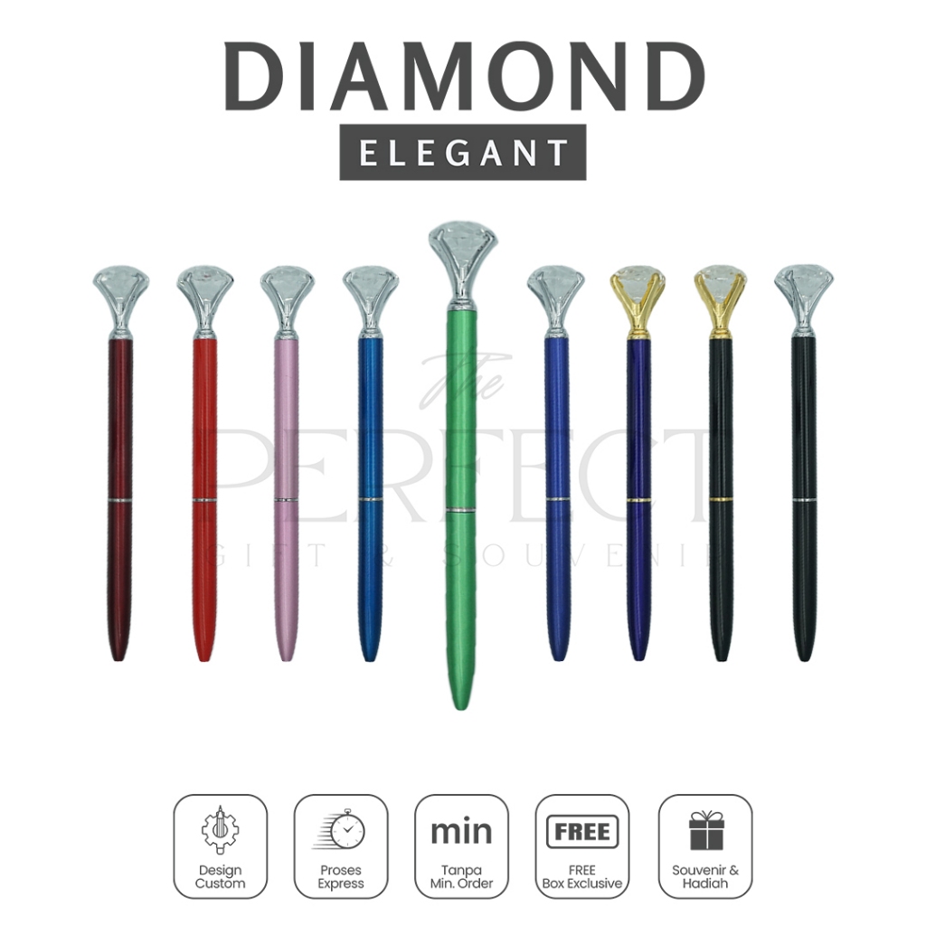 

Diamond Elegant Pen Ballpoint Free Box Custom Grafir Exclusive Promosi Gift Kado Souvenir