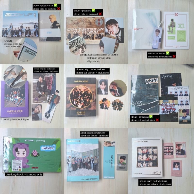 album only set dan photocard postcard wannaone epex exo txt nct dream the boyz nwy tbo ipu undivided