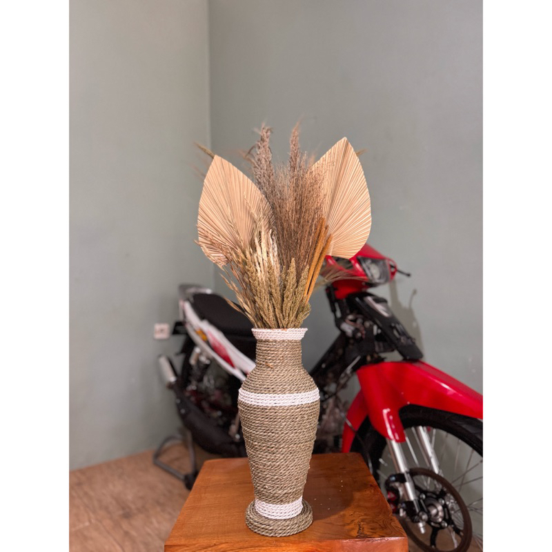 Paket lengkap bunga kering dekorasi dengan vas 35 CM