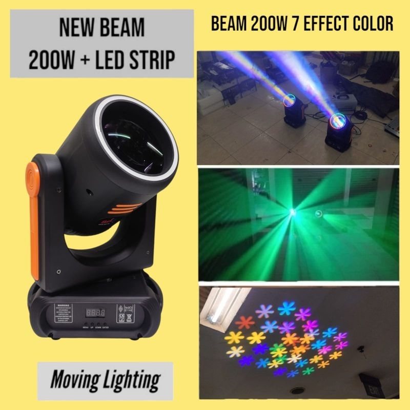 Moving Head Beam 200W Gobo + Motif Full Color Lighting