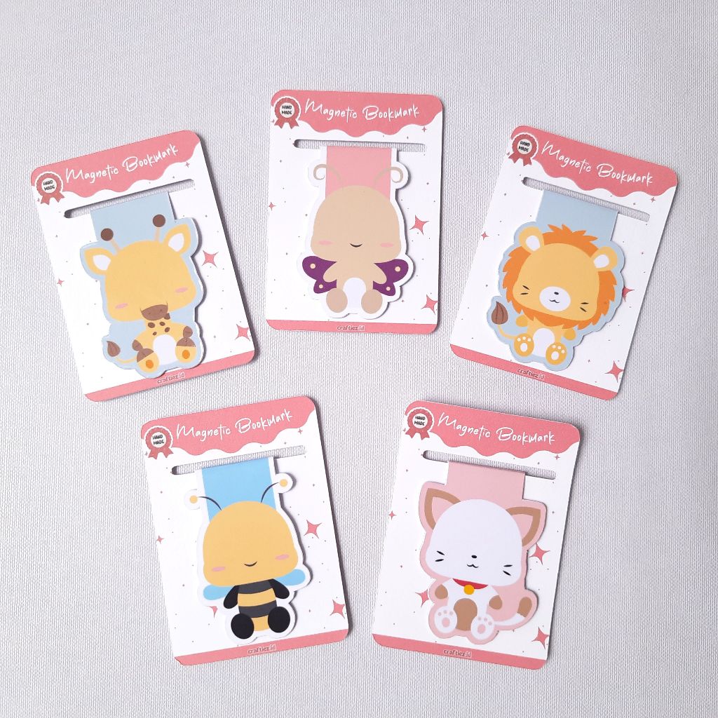 

Handmade Magnetic Bookmark Pembatas Buku Magnet Lucu Cute Animals