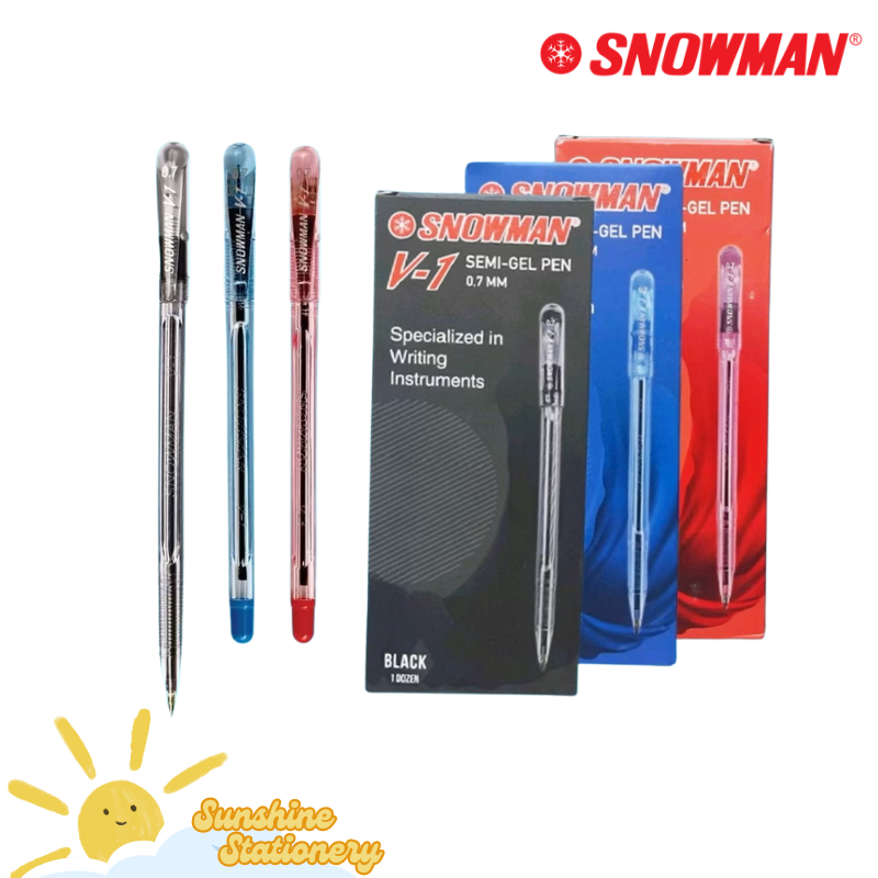 

[BOX/12PCS] SNOWMAN Pulpen V-1 V-1R / Semi Gel Pen V1 V1R