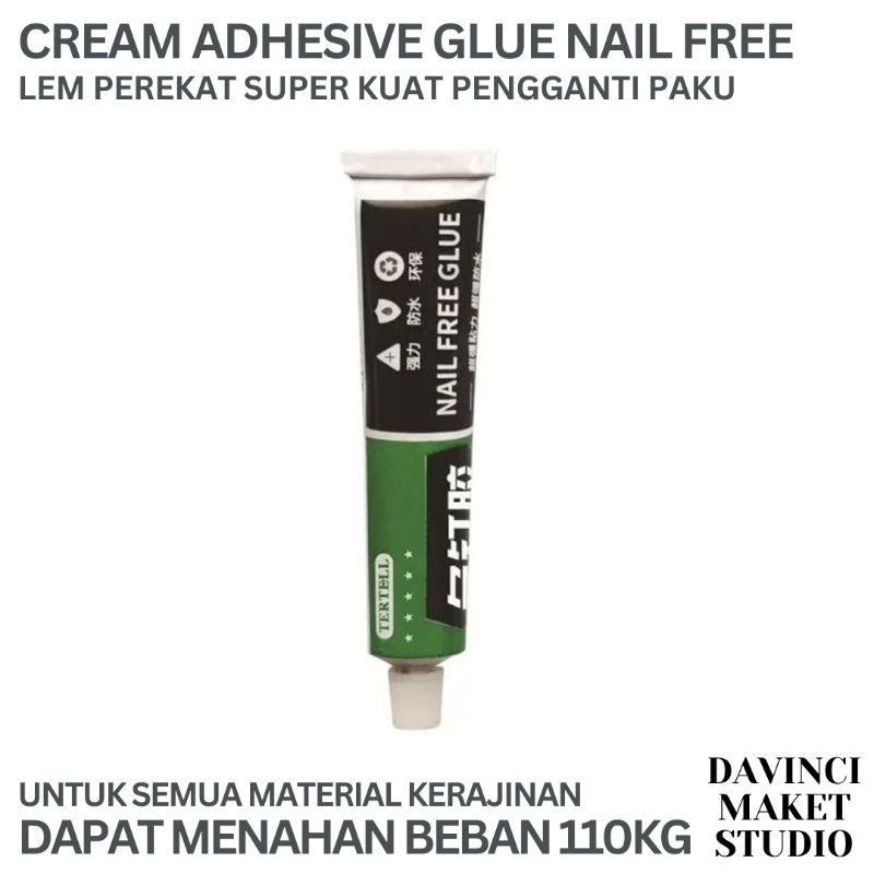 

(NF) 20ml Power Glue Strong Adhesive Cream Green Tube - Lem Krim Serbaguna Plastik ABS PVC PLA Fiber Kayu Logam Maket Diorama - Nail Free Power Glue
