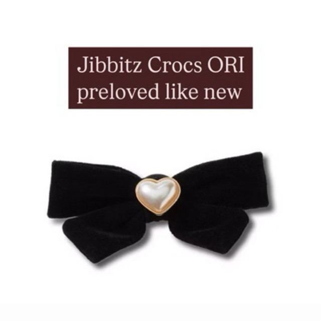 ORI Jibbitz Crocs Ribbon Pita Black Hitam Original Preloved