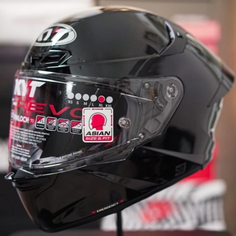 KYT TT REVO BLACK GLOSSY SOLID ORIGINAL | FREE SPOILER | HELM FULL FACE KYT TT-REVO ORI HITAM KILAP 