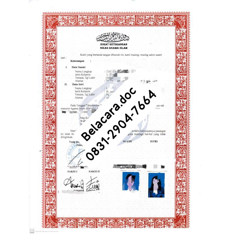 

replika kutipan keterangan sirih stempel basah