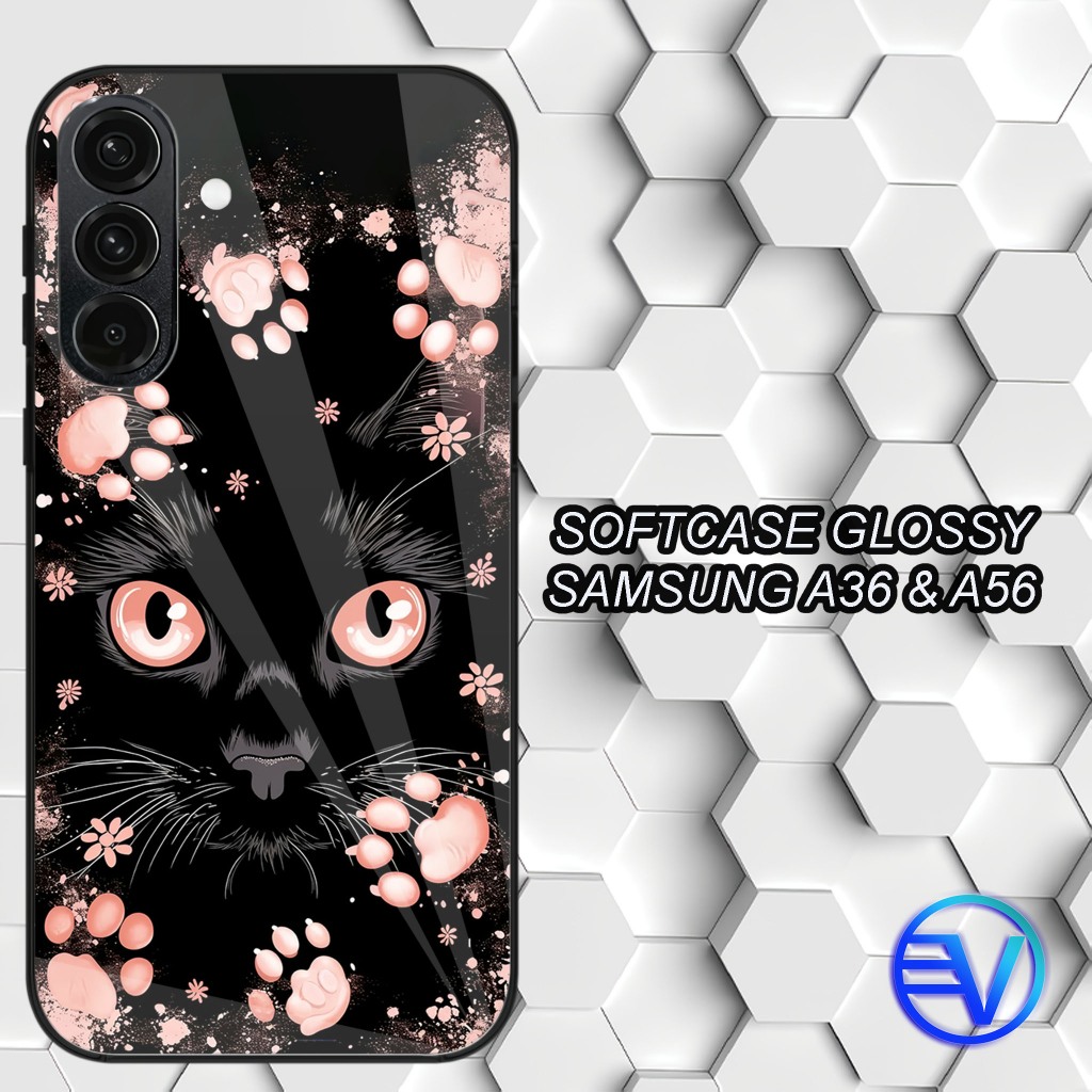 [ GT72 KUCING ] Softcase Glossy Samsung A36,A56 Case Kilau Mirror Sublime Silikon Samsung
