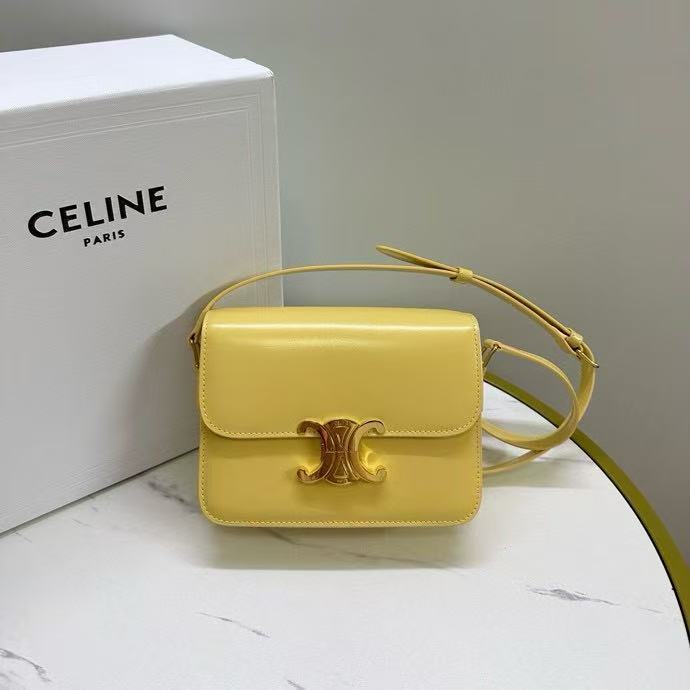 CELINE Triomphe Low key Premium Shoulder Bag Pollen Yellow 188423