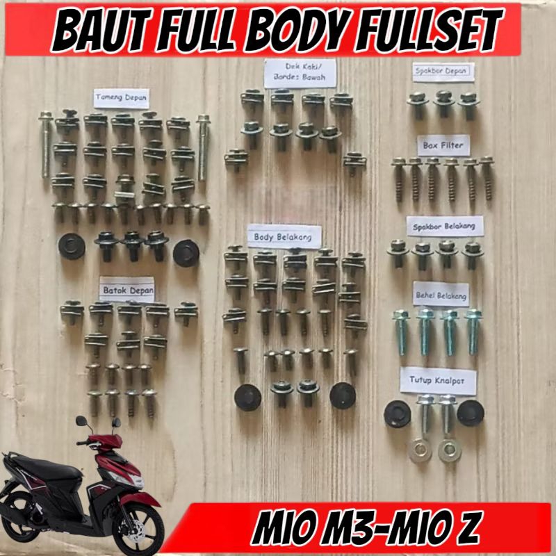 Baut Full Set Cover Body Yamaha Mio M3 125 / Baut Full Body Mio M3 - Mio Z