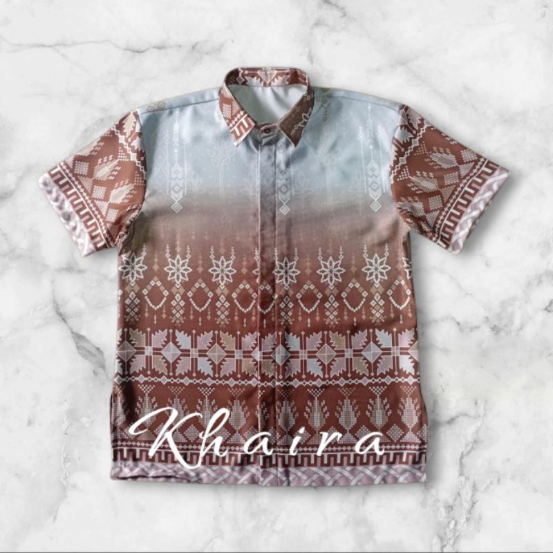 Kemeja Pria Lengan Pendek | Etnika Raya Satin Silk