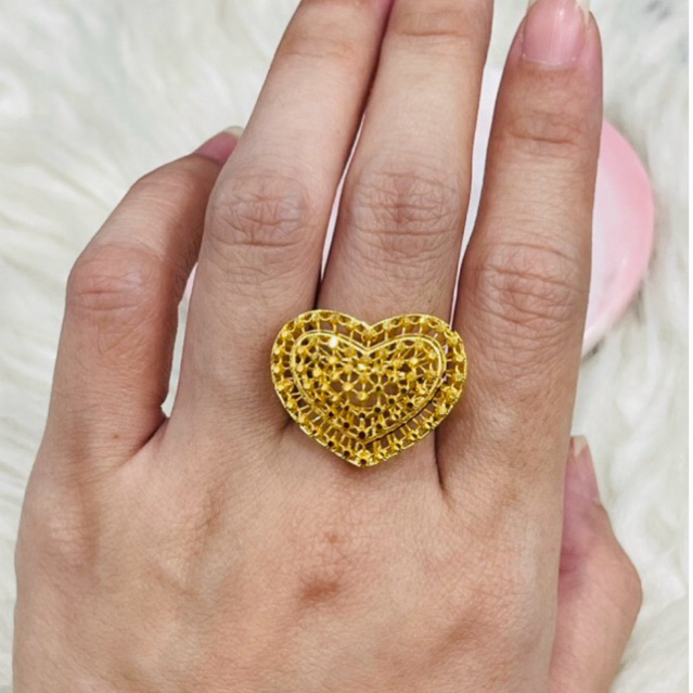 cincin love borobudur kerawang simple elegant uk 15 adjust emas asli kadar 700