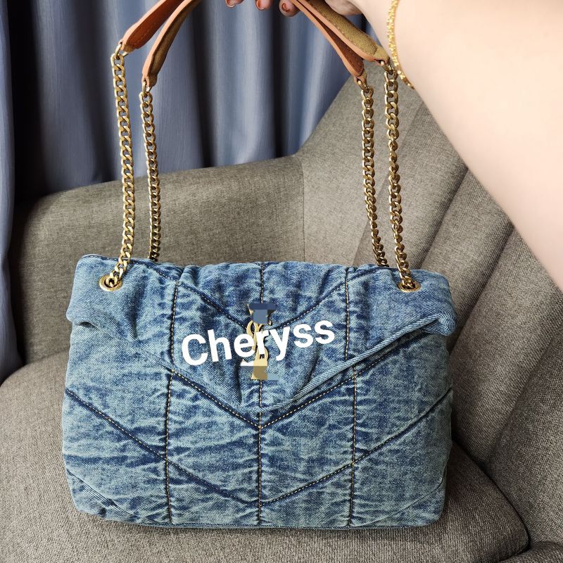 Cheryss | Y0010 Tas Selempang / Shoulder Puffer Medium Denim BIRU AP57747-2