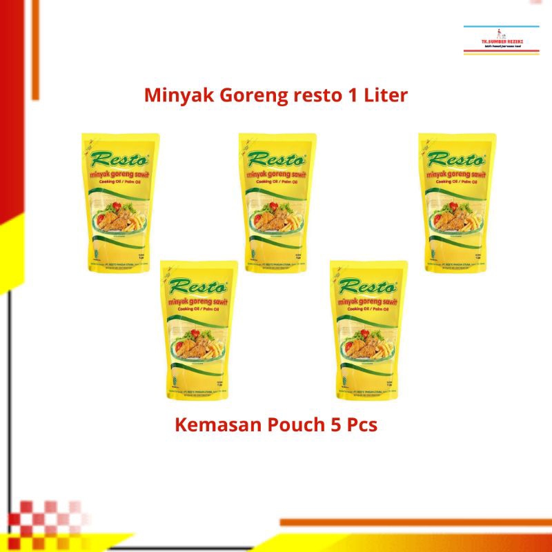 

[PAKET HEMAT ISI 5] Minyak Goreng Resto 1 Liter Pouch Reffil PROMO MURAH / Resto Minyak Goreng 1 Liter Pouch PROMO MURAH