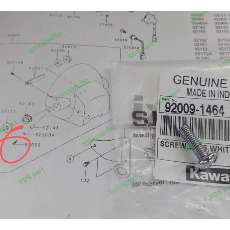 baut pengunci lampu bulet ninja ss original Kawasaki ninja ss