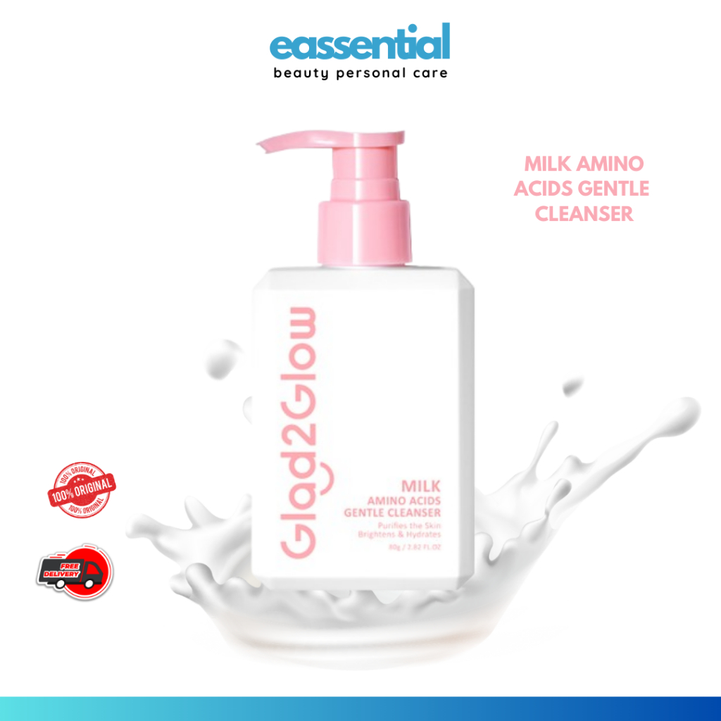 GLAD2GLOW Milk Amino Acid Gentle Cleanser Face Wash 80ml | G2G Sabun Cuci Muka/Cleanser/Face Wash