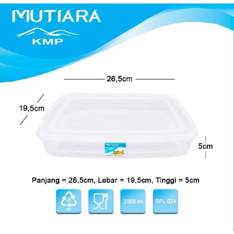 Food Box 2000 ml Plastik - Kotak Makan 2000ml - Toples KMP MUTIARA