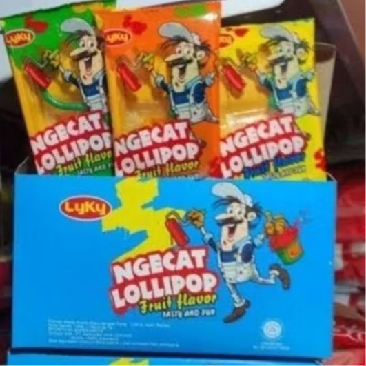 

Permen Ngecat Lollipop rasa buah (jeruk, apel & nanas)