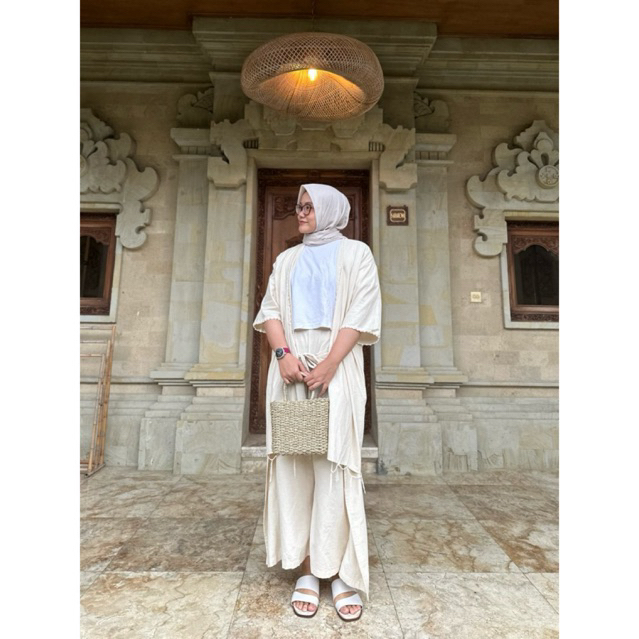 ONESET pants + cardi outer LINEN Preloved