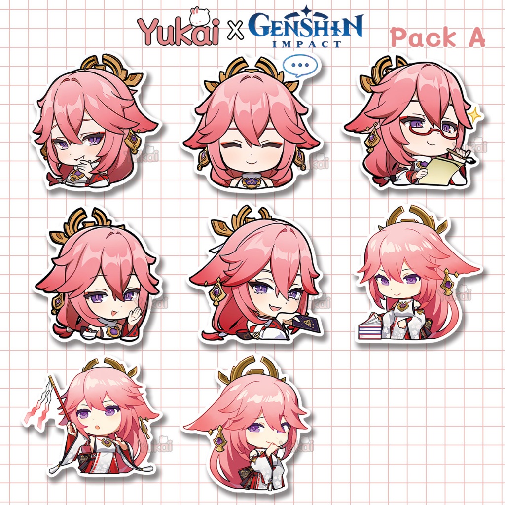 

Stiker Pack Yae Miko Genshin Impact Premium, Sticker Anime Waterproof