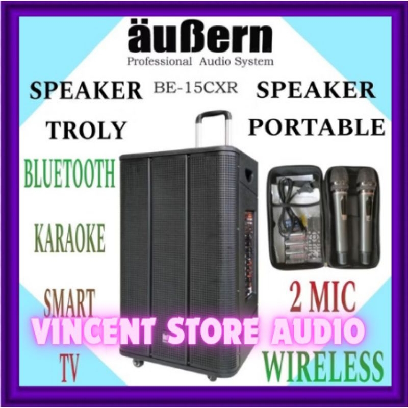 Speaker Portable AUBERN 2 Mic Wireless bluetooth Karaoke Smart Tv Youtube