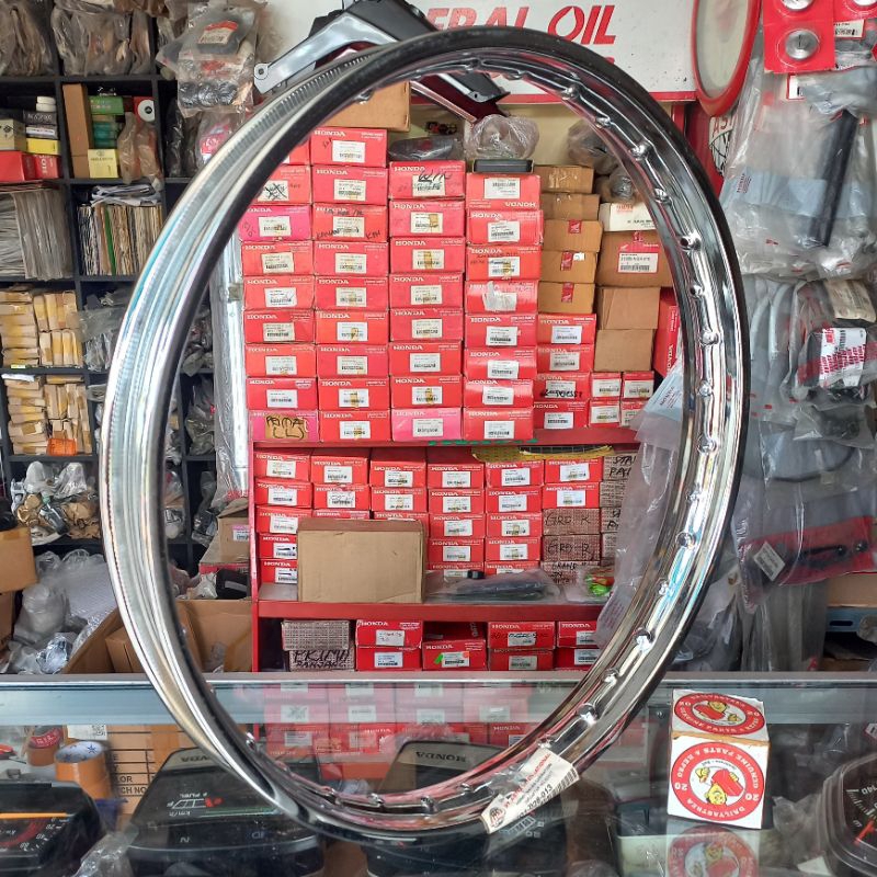 VELG VELK RUJI JARI RING 1.40 X 18 HM TENGAH HONDA S90 90Z CB100 GL100 WIN ORIGINAL ORI 42701-028-01