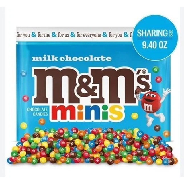 

Coklat M&M's Minis Chocolate Pouch 266.5gram asal USA Amerika
