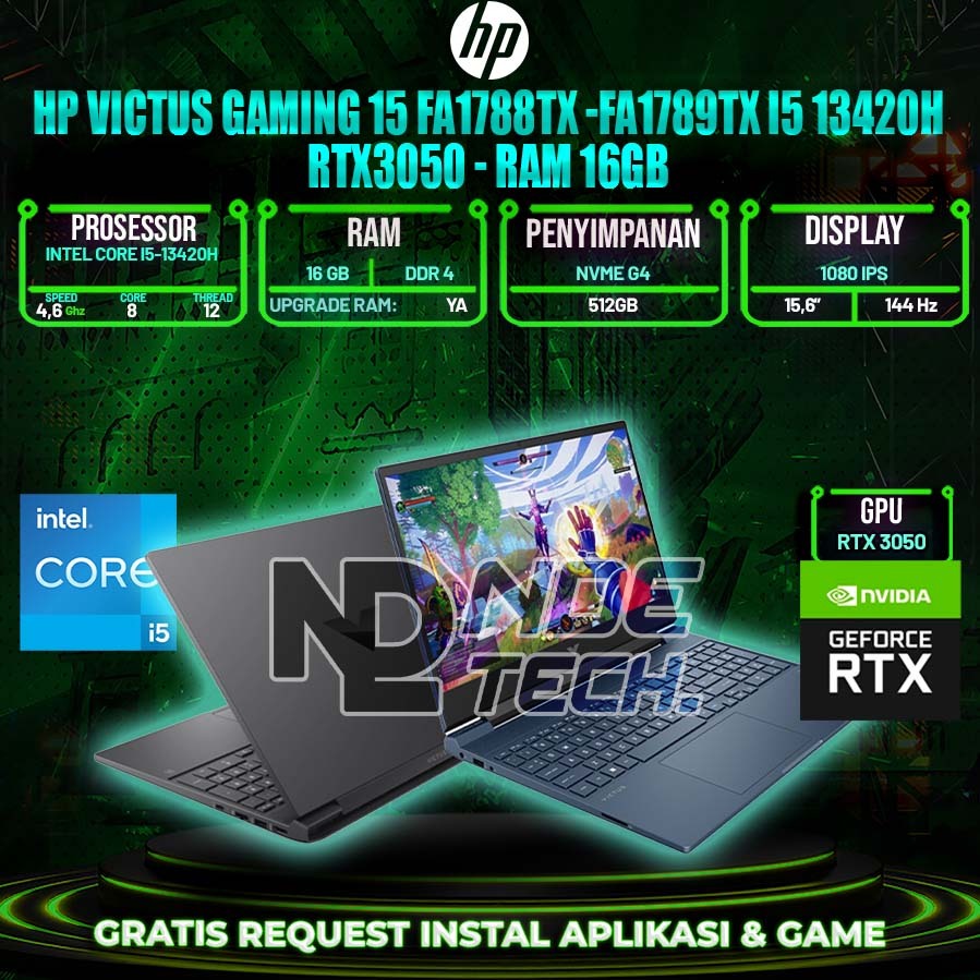 HP Victus Gaming 15 fa1788TX -fa1789TX i5 13420H RTX3050