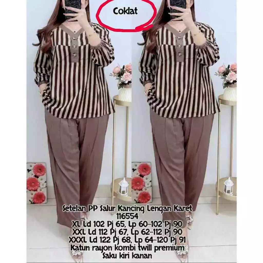 SETELAN BAJU WANITA SALUR JUMBO / SETELAN PP WANITA KOMBINASI SALUR / BAJU SETELAN WANITA KEKINIAN