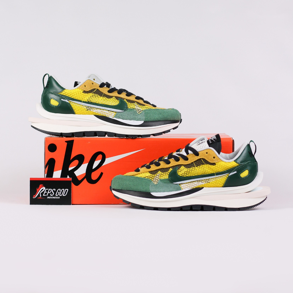 Sepatu Sacai Vaporwaffle Tour Yellow Green Casual Gym Olahraga Jogging Joging Pria Wanita Sneakers