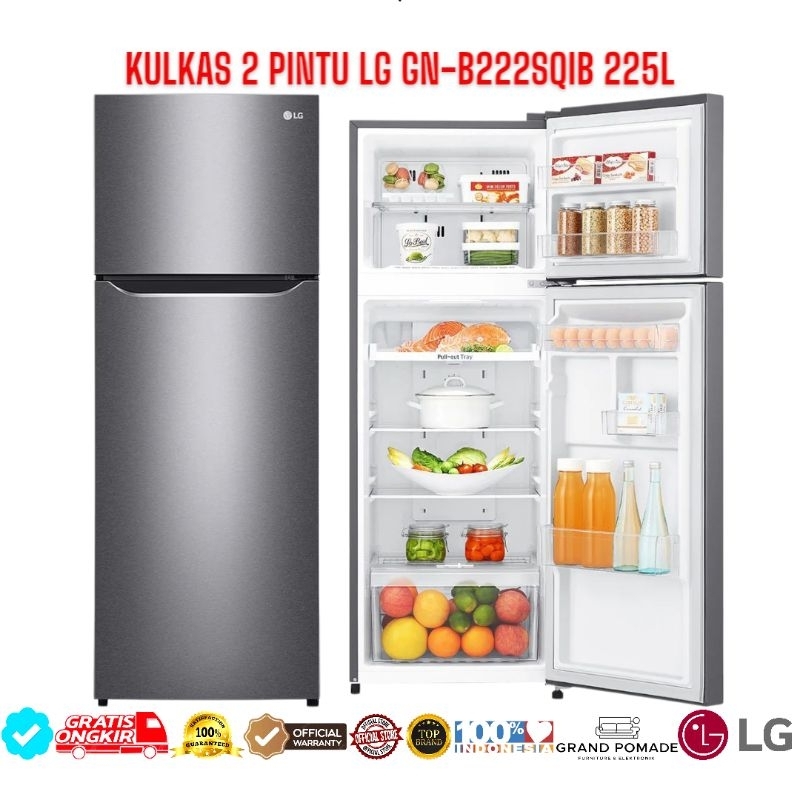 KULKAS 2 PINTU LG GN-B222SQIB 225L / LG KULKAS 2 PINTU GNB222SQIB