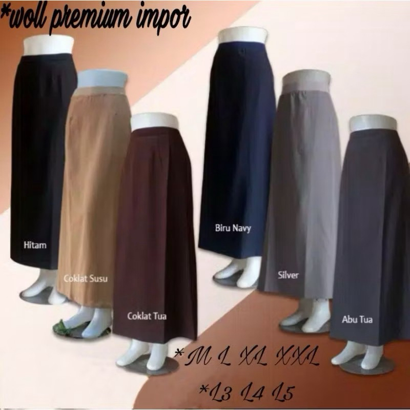 Rok A line rok kantor rok kerja bahan wol