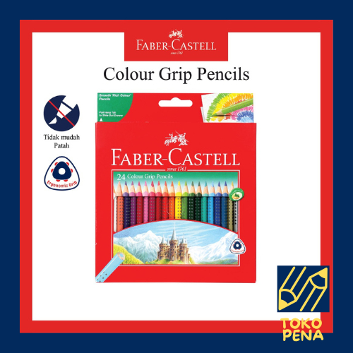 

Faber Castell Colour Grip Dot 24 Pensil Warna Kayu 24 Warna / Pensil Warna anak color pencils