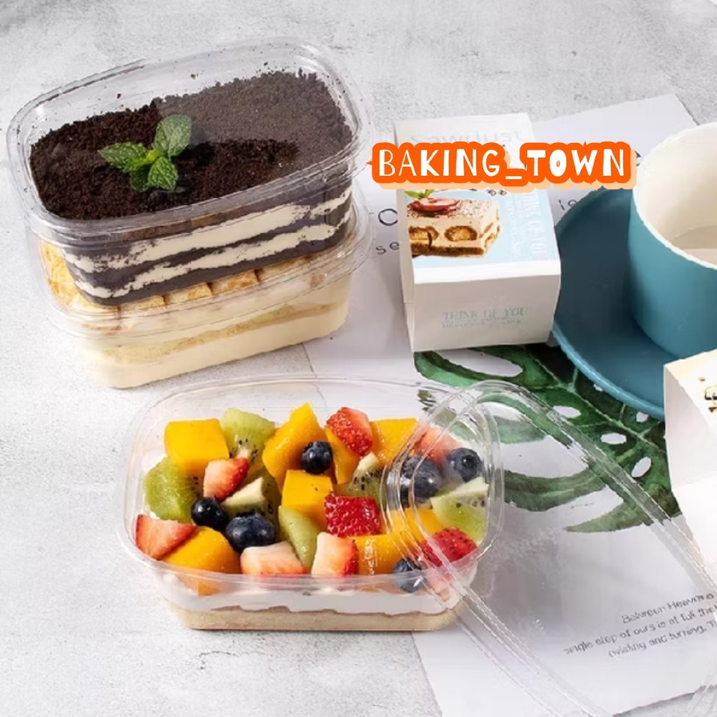 10pcs - 300ml Oval Dessert Box Mika Tempat Tiramisu Cake es Buah Es Camput Teler